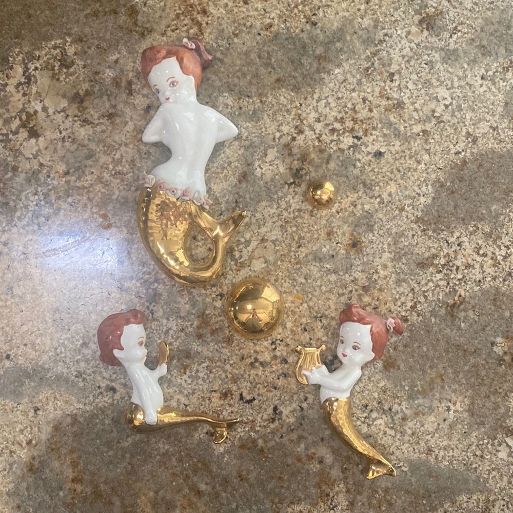 Vintage mermaid set - STAHL three mermaids and two bubbles